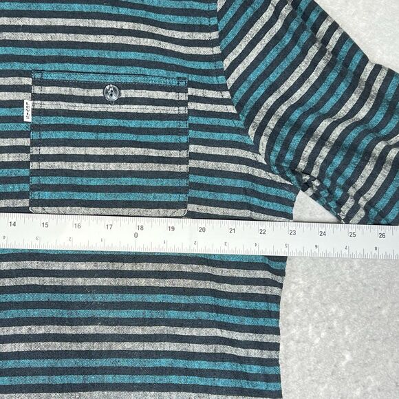 Levi's Button Up Shirt Linen Blend Striped Men's Size XL Green/Blue/Black - Picture 4 of 10